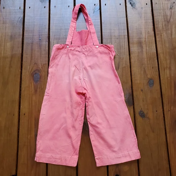 True vintage antique 1930's 30's baby toddler little girls pink overalls